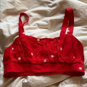 For love and lemons red floral bralette